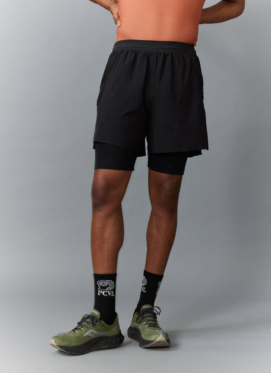 Men's 2 in 1 Running Shorts - Black PCVL
