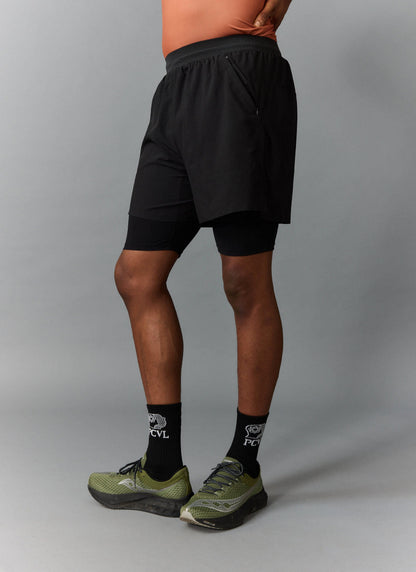 Men's 2 in 1 Running Shorts - Black PCVL