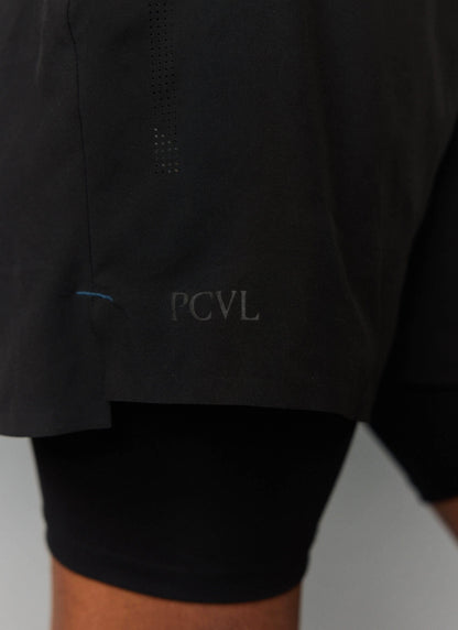 Men's 2 in 1 Running Shorts - Black PCVL