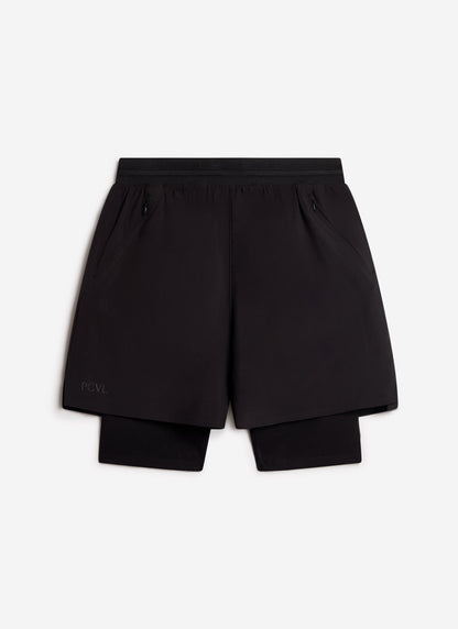 Men's 2 in 1 Running Shorts - Black PCVL