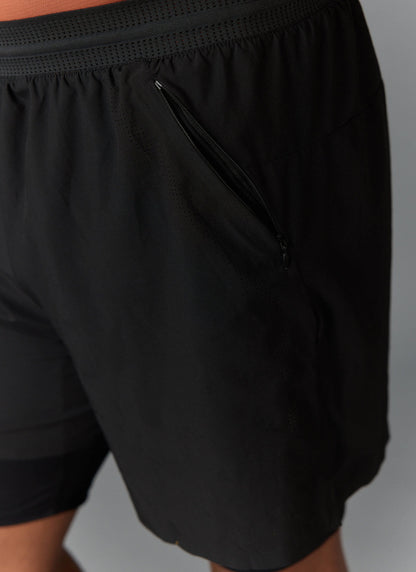 Men's 2 in 1 Running Shorts - Black PCVL