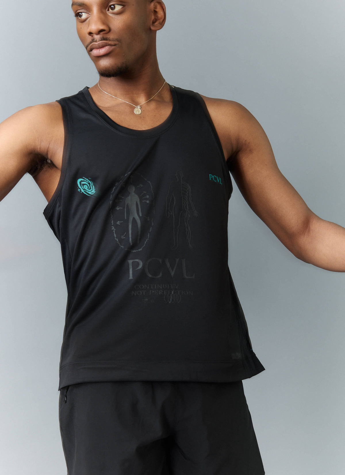 Men's Running Vest - PCVL Technical Printed - Black
