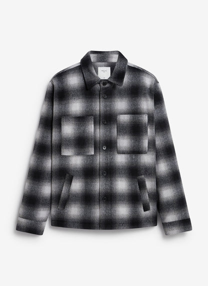 Men's Wool Checked Overshirt - Shacket - Wool - Grey Multi