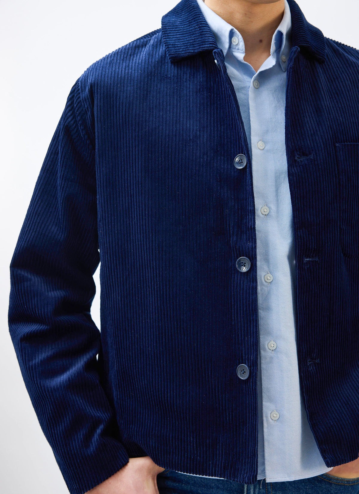 Men's Corduroy Overshirt - Shacket - Cotton - Navy Blue