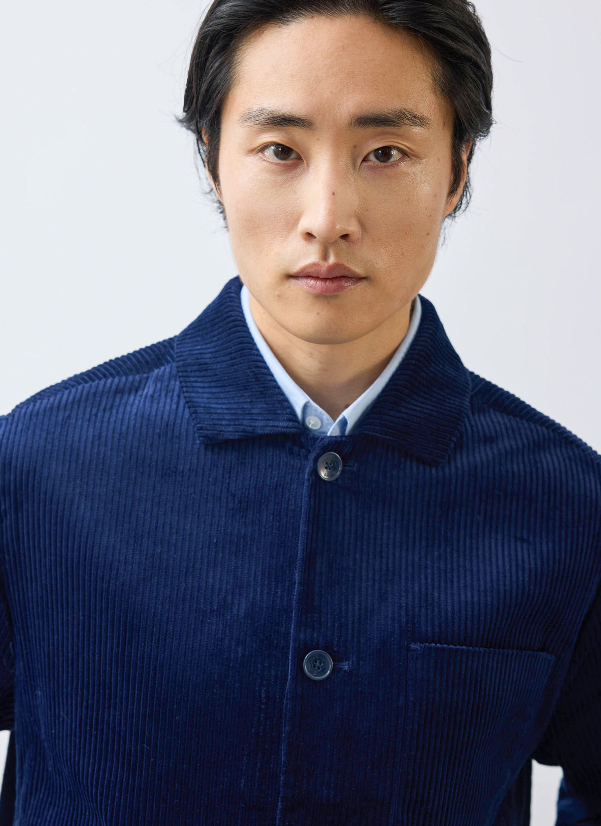 Men's Corduroy Overshirt - Shacket - Cotton - Navy Blue
