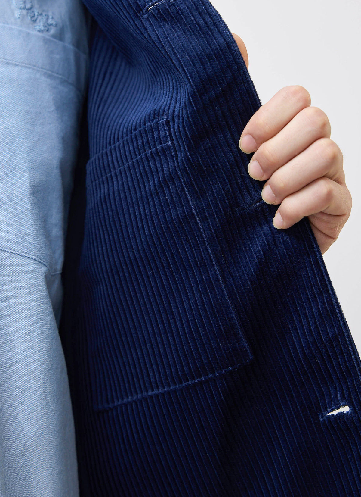 Men's Corduroy Overshirt - Shacket - Cotton - Navy Blue