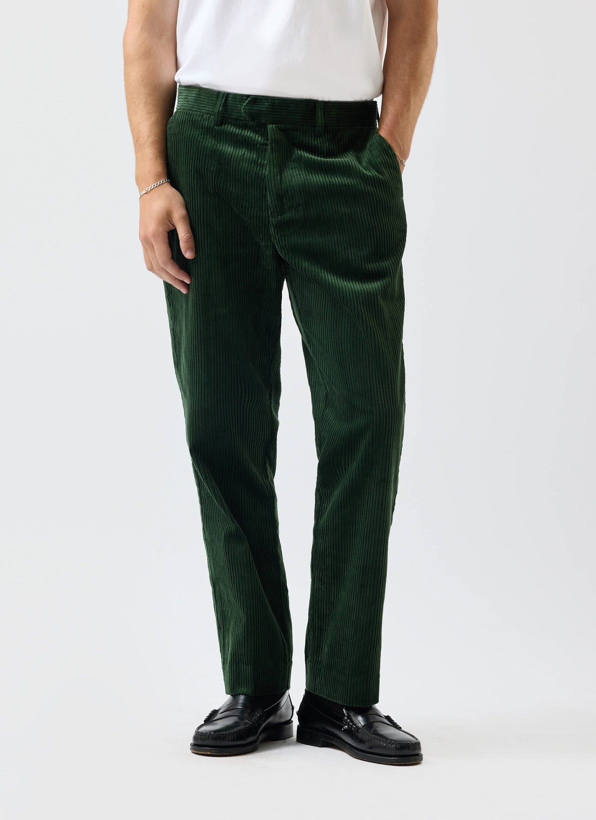 Tailored Chunky Cord Trousers - Forest