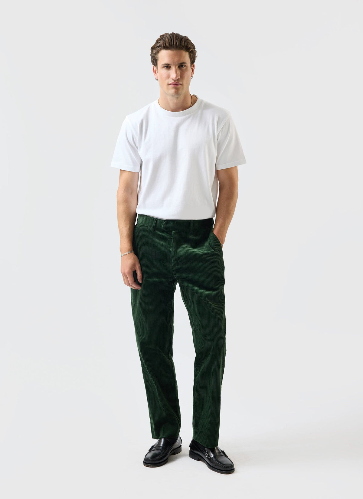Tailored Chunky Cord Trousers - Forest