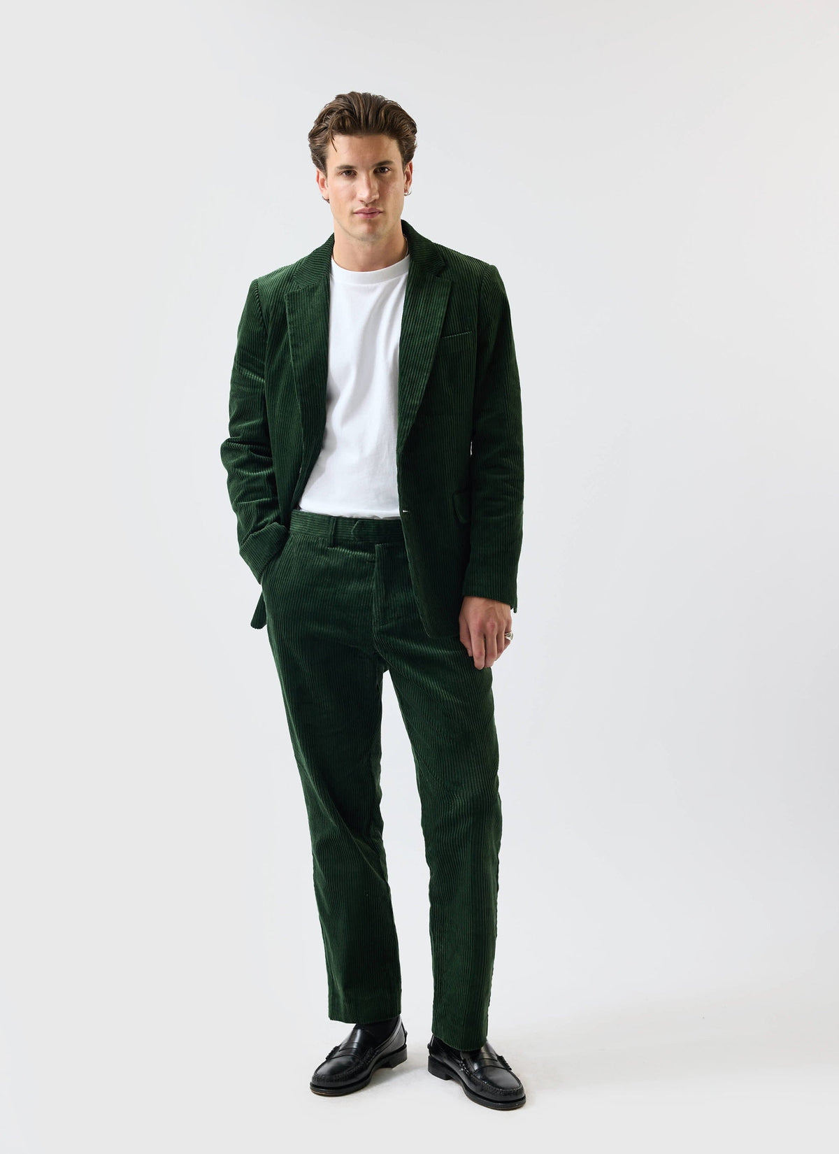 Tailored Chunky Cord Trousers - Forest