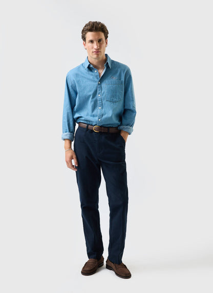 Tailored Moleskin Straight Leg Trousers - Navy