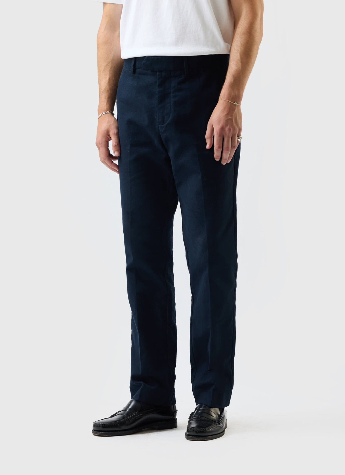 Tailored Moleskin Straight Leg Trousers - Navy