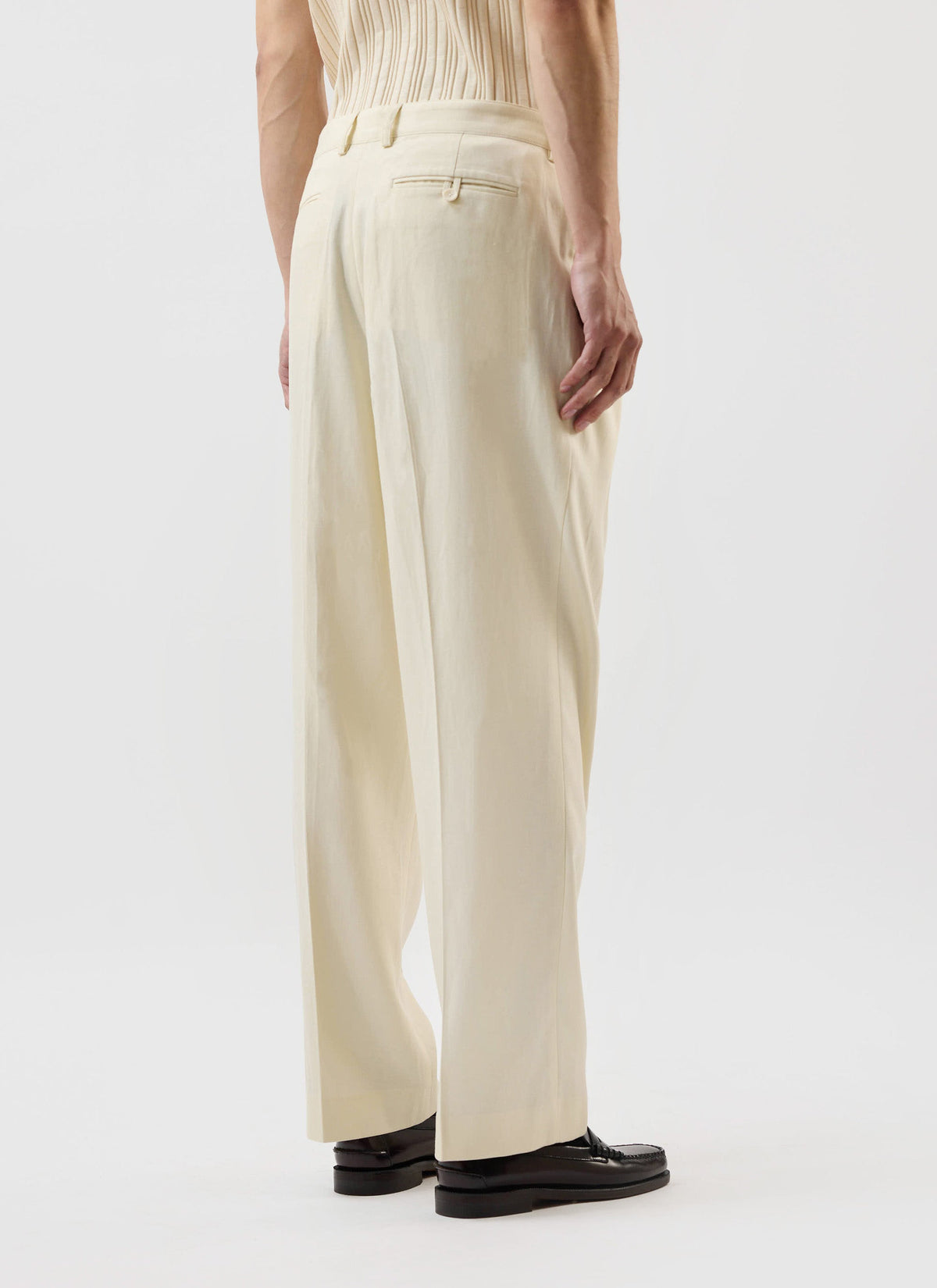 Men's Pleated Tailored Trousers - Suit Trousers - Percival x Warren - Ecru Cream