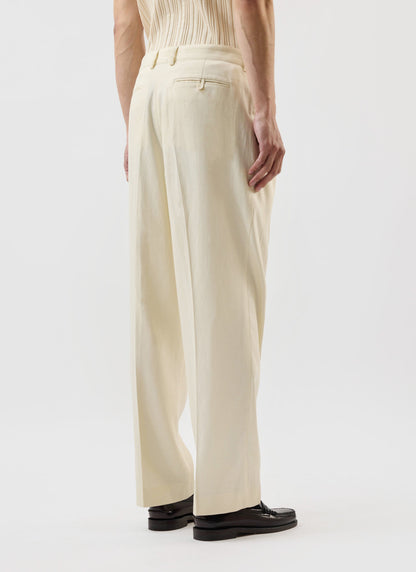 Men's Pleated Tailored Trousers - Suit Trousers - Percival x Warren - Ecru Cream
