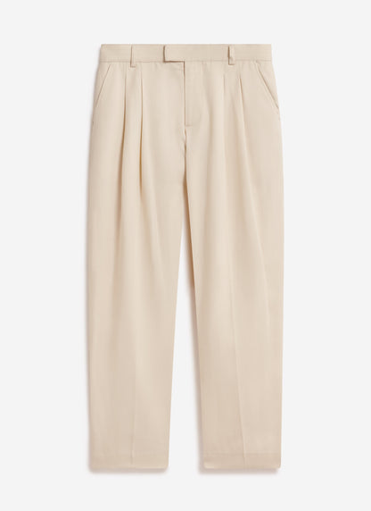 Men's Pleated Tailored Trousers - Suit Trousers - Percival x Warren - Ecru Cream