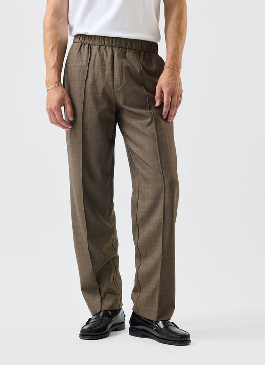 Grounds Relaxed Trousers - Herringbone Wool - Oak