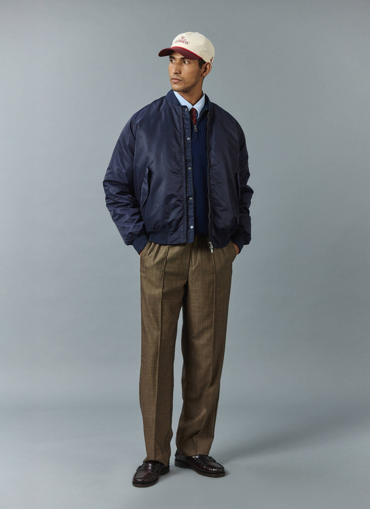 Grounds Relaxed Trousers - Herringbone Wool - Oak