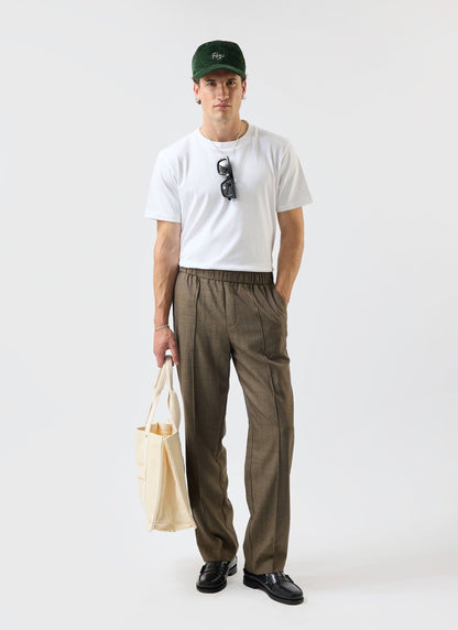 Grounds Relaxed Trousers - Herringbone Wool - Oak