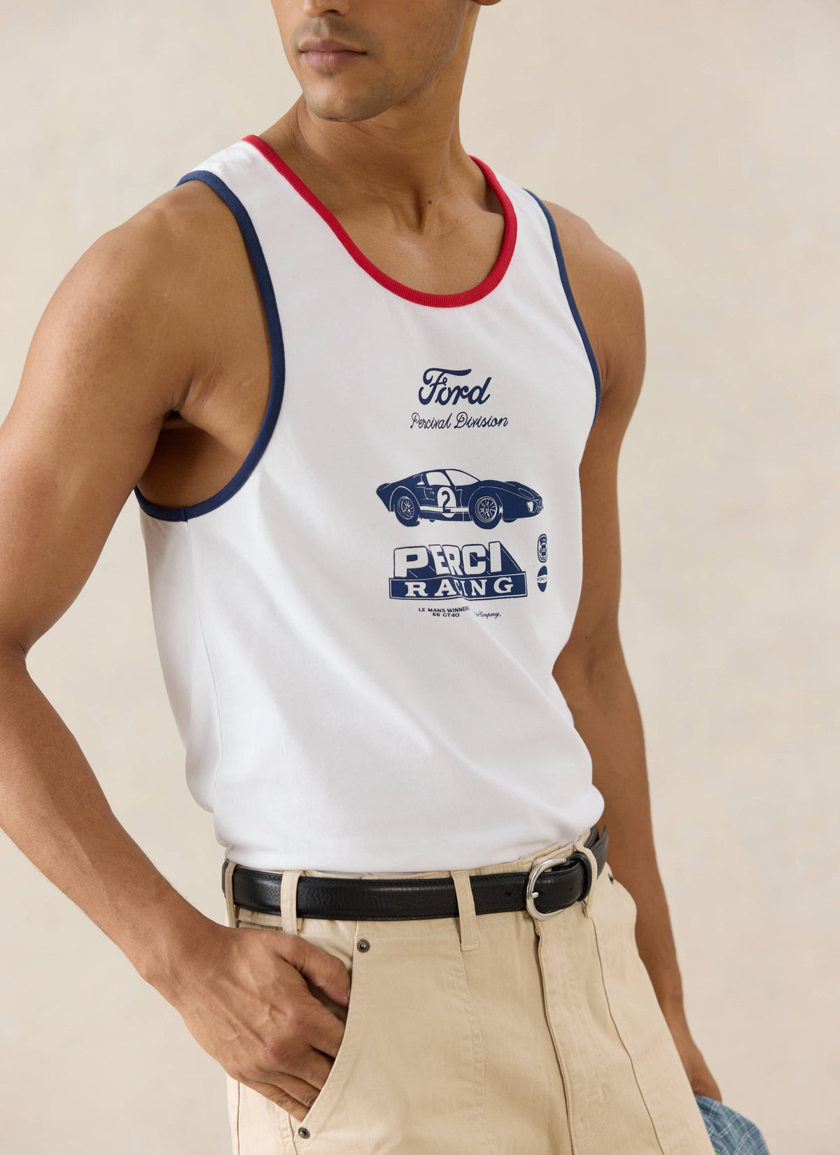 Men's GT40 Vest - Ford x Percival - Organic Cotton - White
