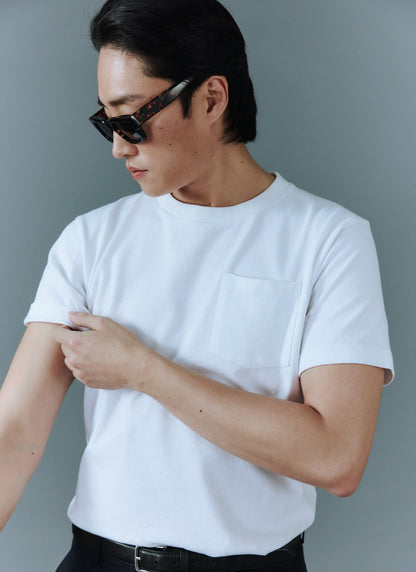 Short Sleeve Pocket T Shirt - Organic Cotton - White