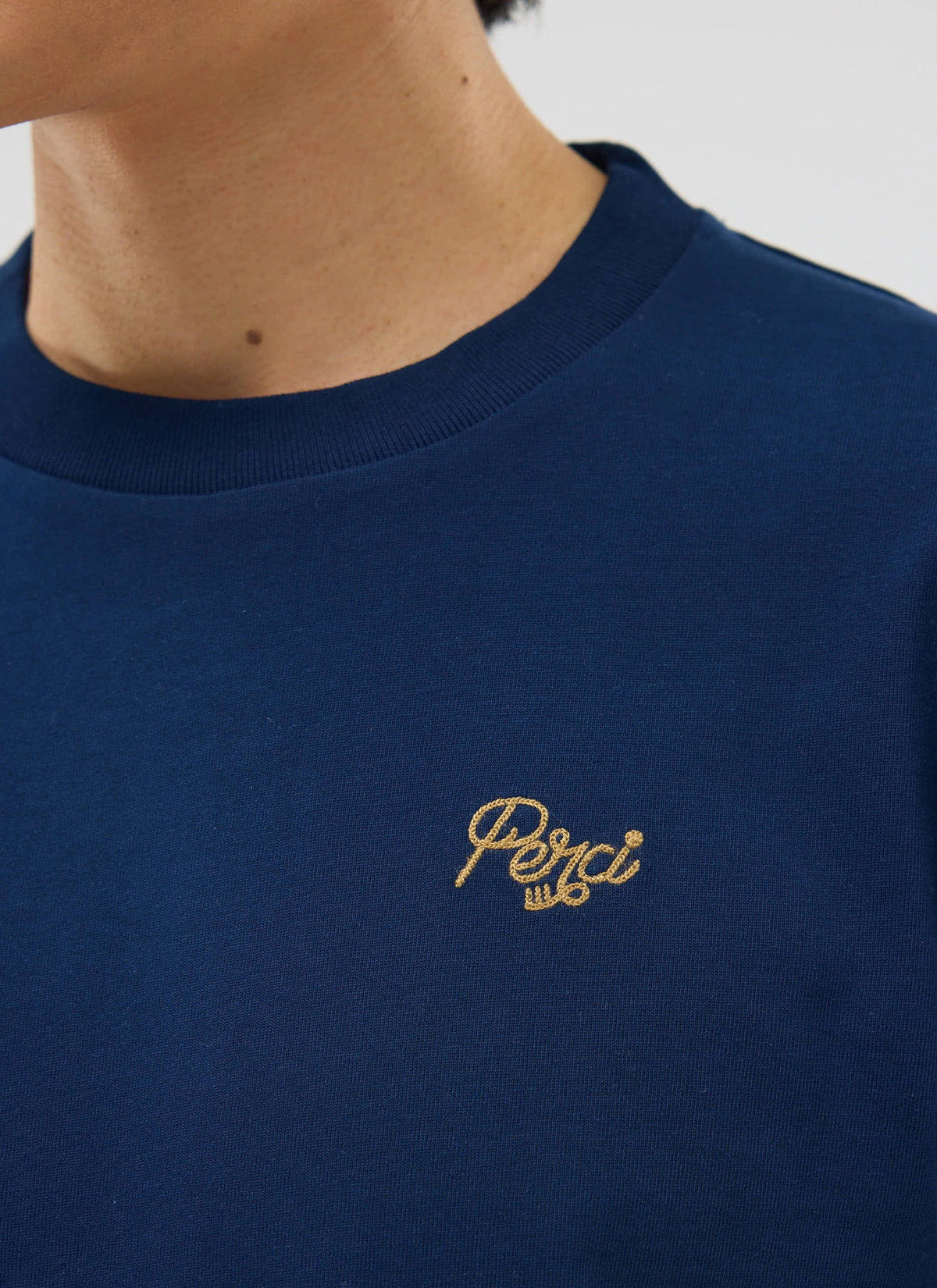 Perci Chainstitch T Shirt - Organic Cotton - Navy