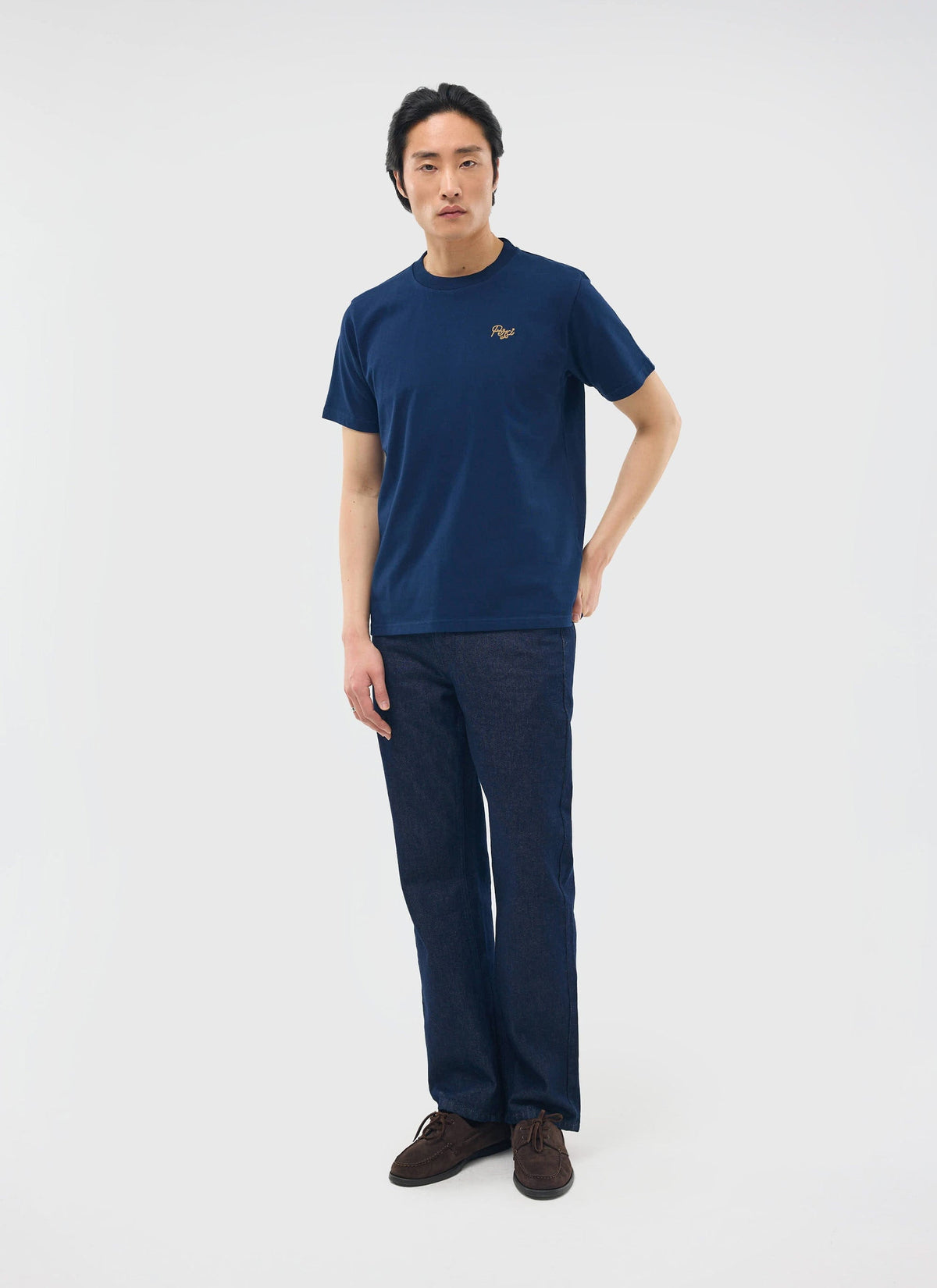 Perci Chainstitch T Shirt - Organic Cotton - Navy
