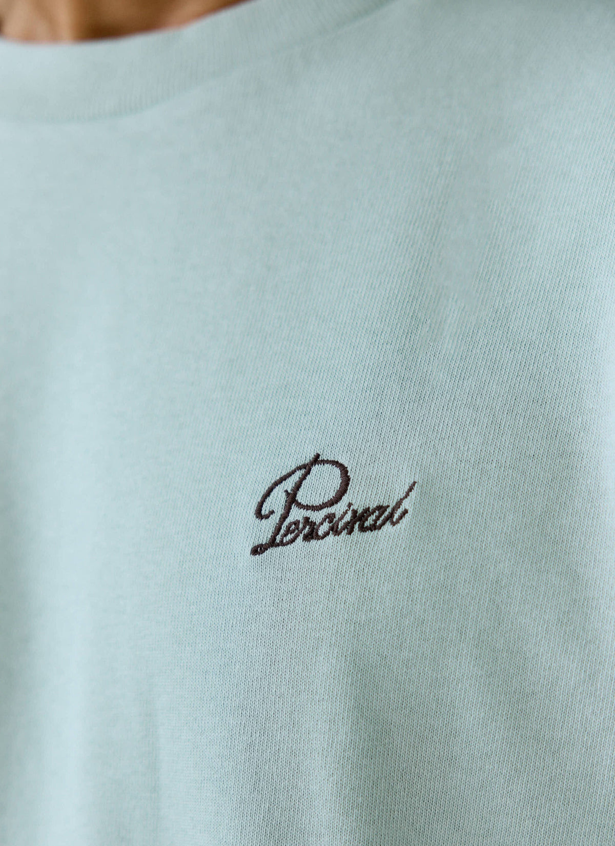 Men's T Shirt - Perci Script - Embroidered Organic Cotton - Sage
