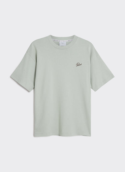 Men's T Shirt - Perci Script - Embroidered Organic Cotton - Sage