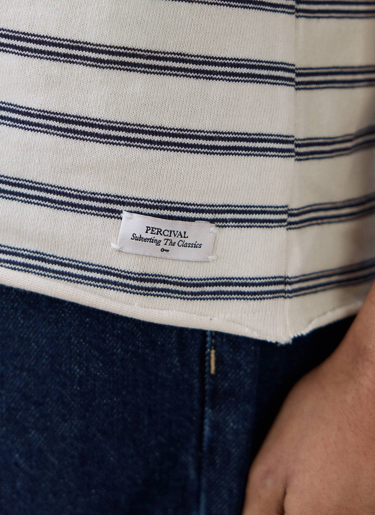 Men's Breton T Shirt - Arlo Raw Hem - Organic Cotton - White Stripe