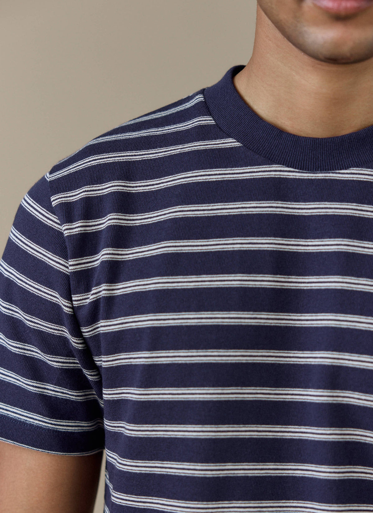Men's Breton T Shirt - Arlo Raw Hem - Cotton - White Stripe