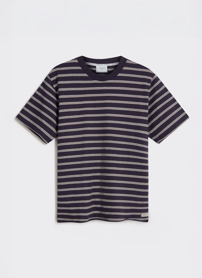 Men's Breton T Shirt - Arlo Raw Hem - Cotton - White Stripe