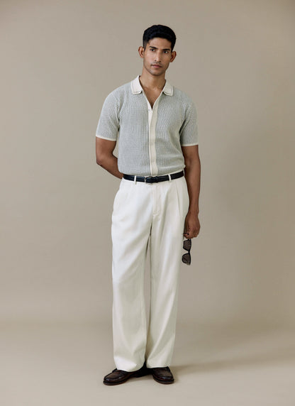 Men's Knitted Polo Shirt - Dixon - Cotton - Cream