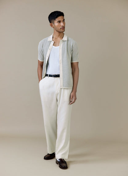 Men's Knitted Polo Shirt - Dixon - Cotton - Cream