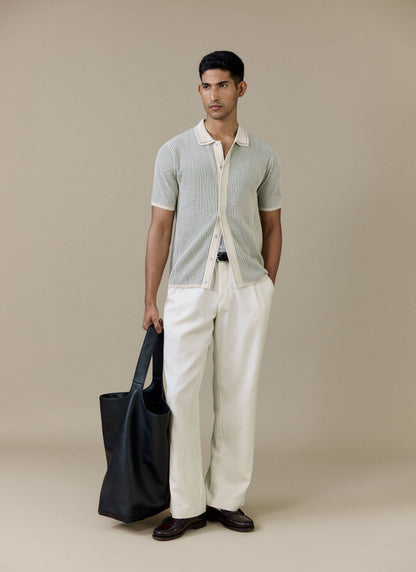 Men's Knitted Polo Shirt - Dixon - Cotton - Cream