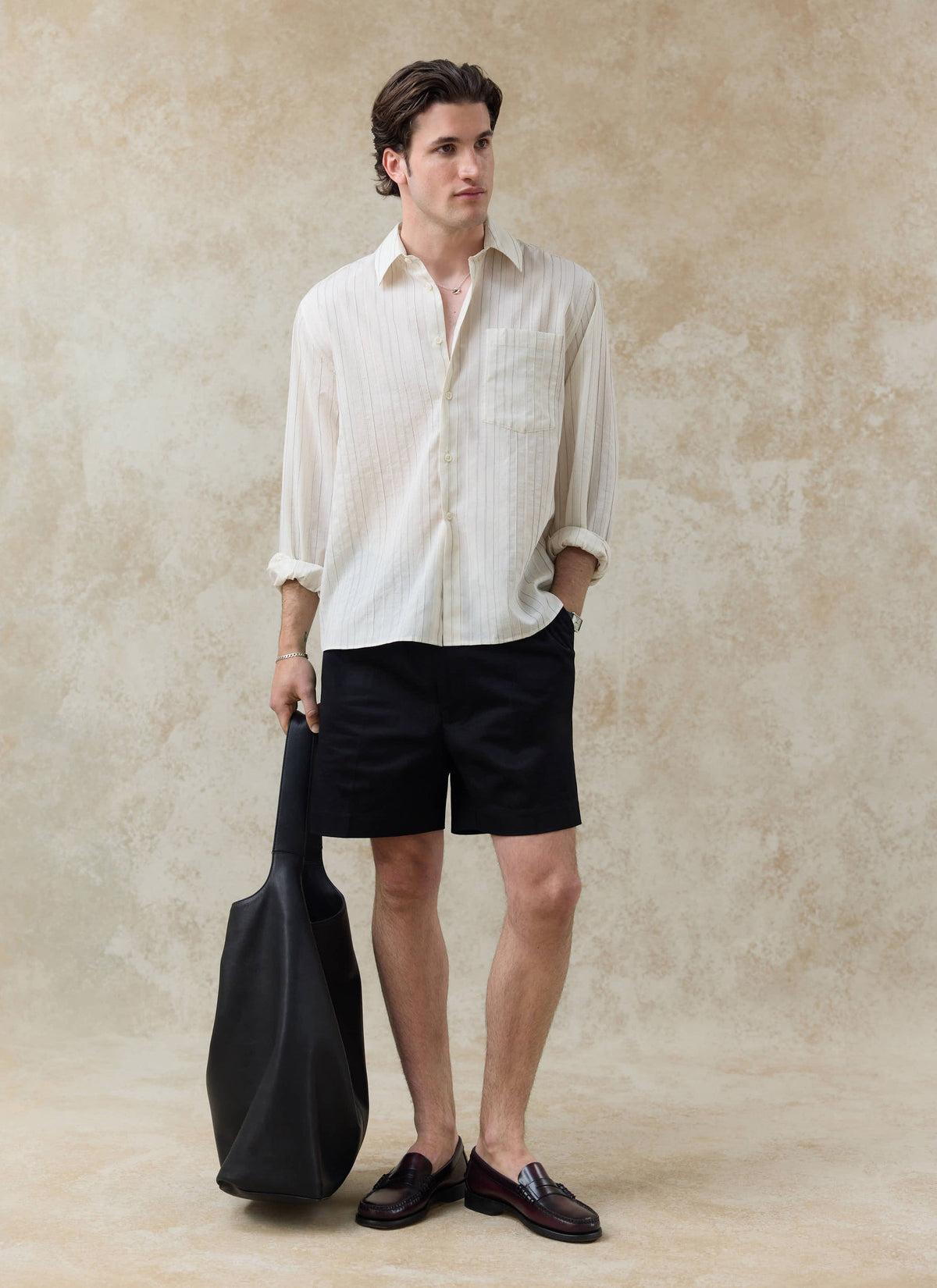 Men's Striped Shirt - Lorenzo - Lyocell Blend - Cream