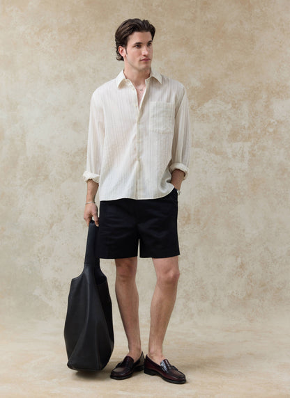 Men's Striped Shirt - Lorenzo - Lyocell Blend - Cream