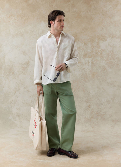 Men's Striped Shirt - Lorenzo - Lyocell Blend - Cream