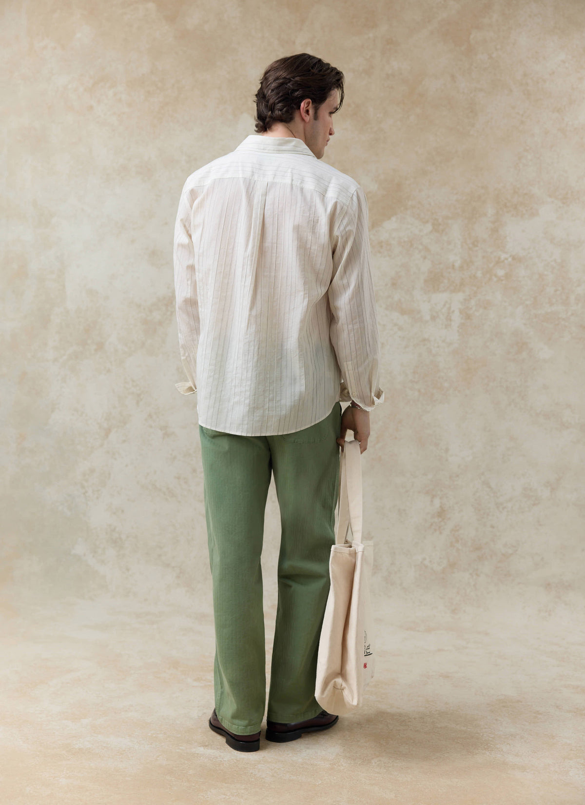Men's Striped Shirt - Lorenzo - Lyocell Blend - Cream