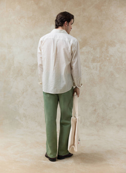 Men's Striped Shirt - Lorenzo - Lyocell Blend - Cream