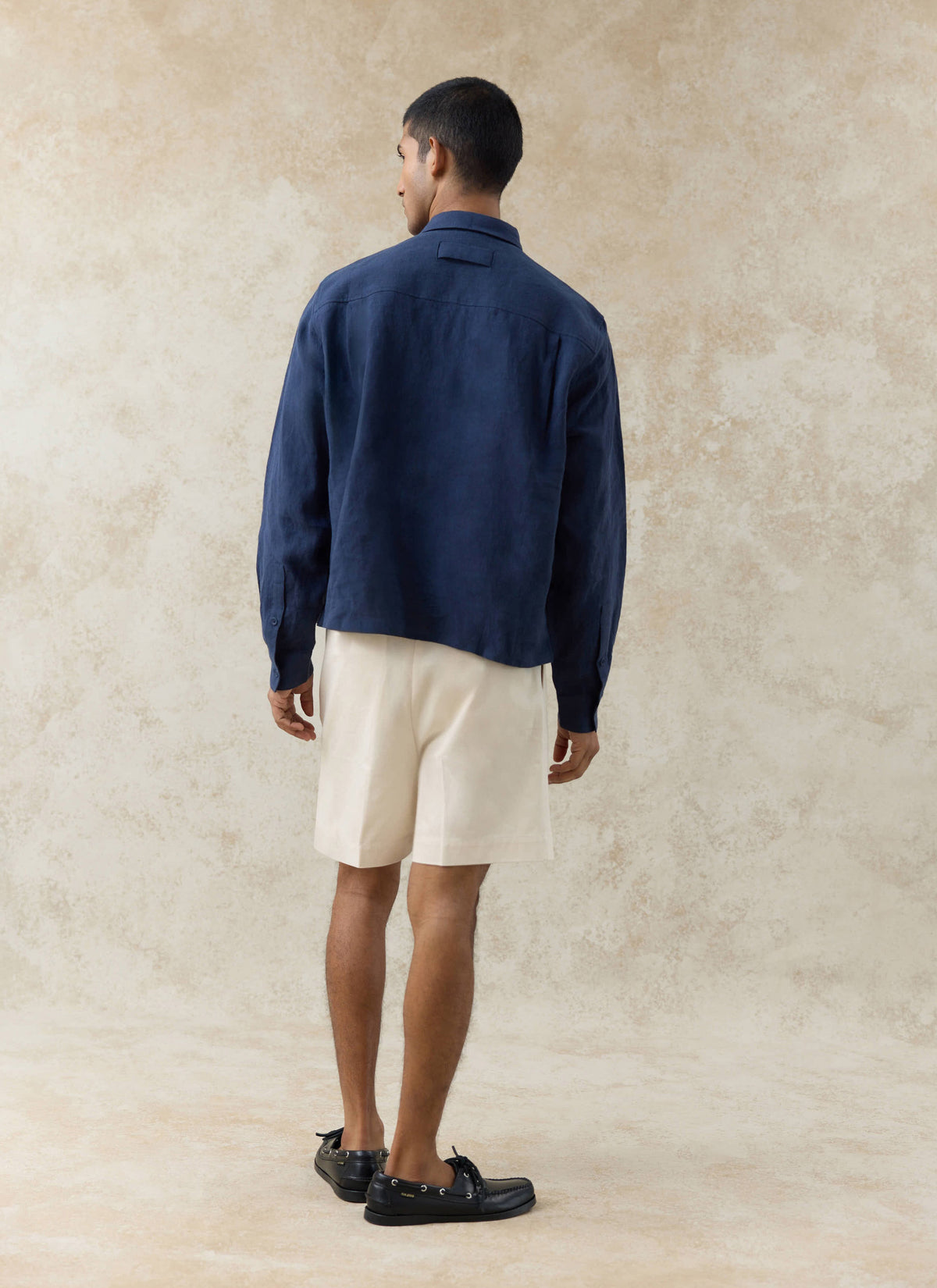 Men's Navy Popover Shirt - Alec - 100% Linen