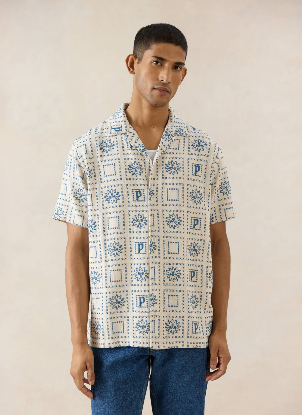 Solis Heaton Cuban Shirt - Linen Blend - Cream