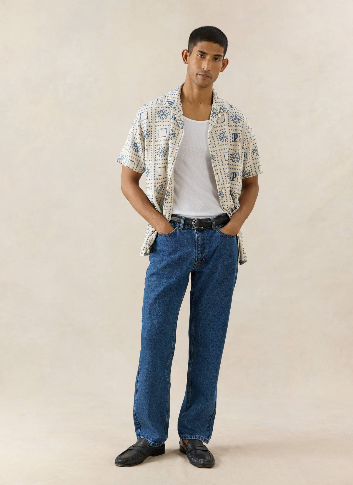 Solis Heaton Cuban Shirt - Linen Blend - Cream