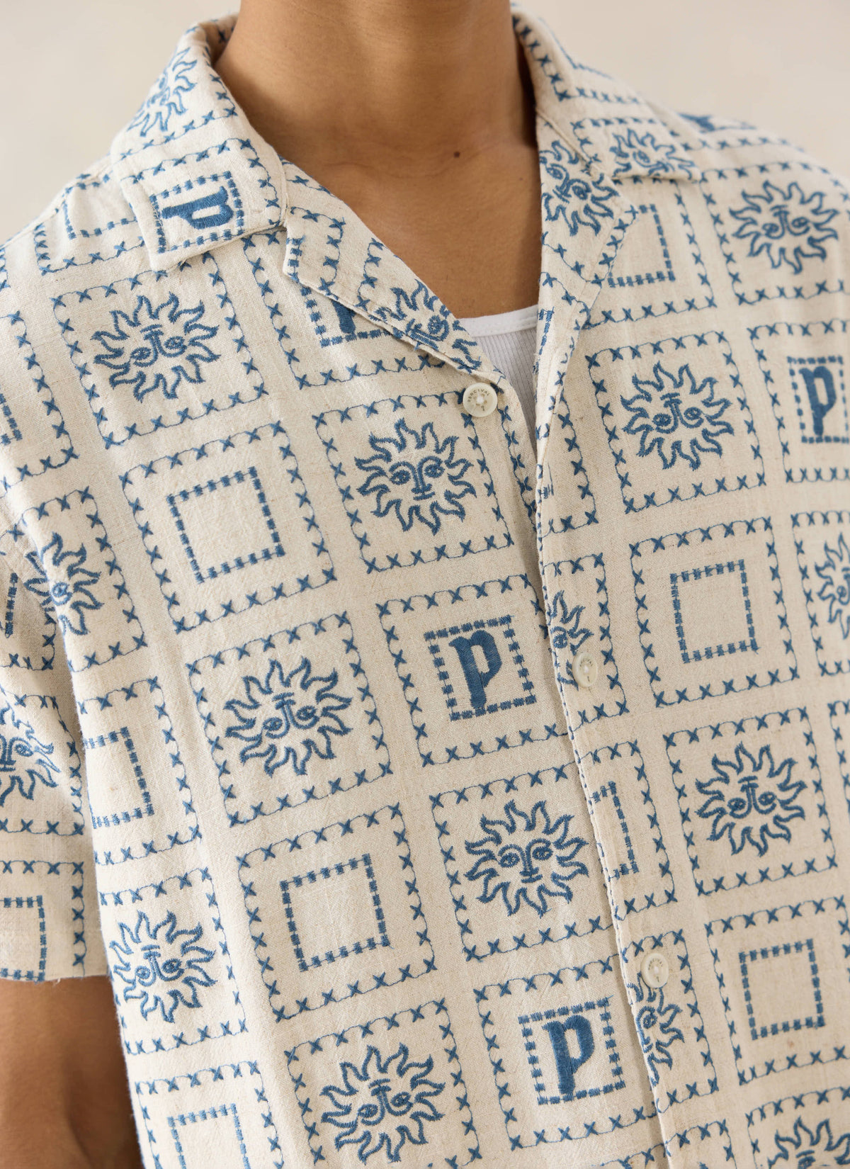 Solis Heaton Cuban Shirt - Linen Blend - Cream