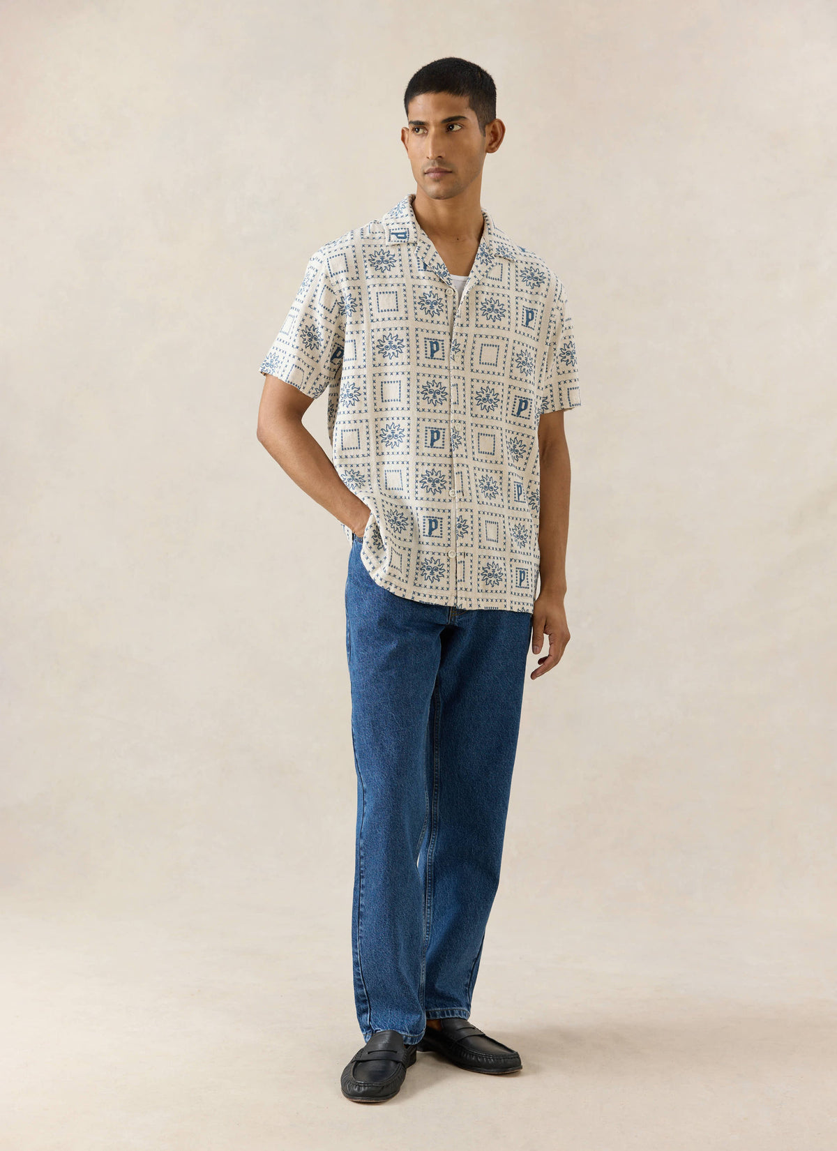 Solis Heaton Cuban Shirt - Linen Blend - Cream