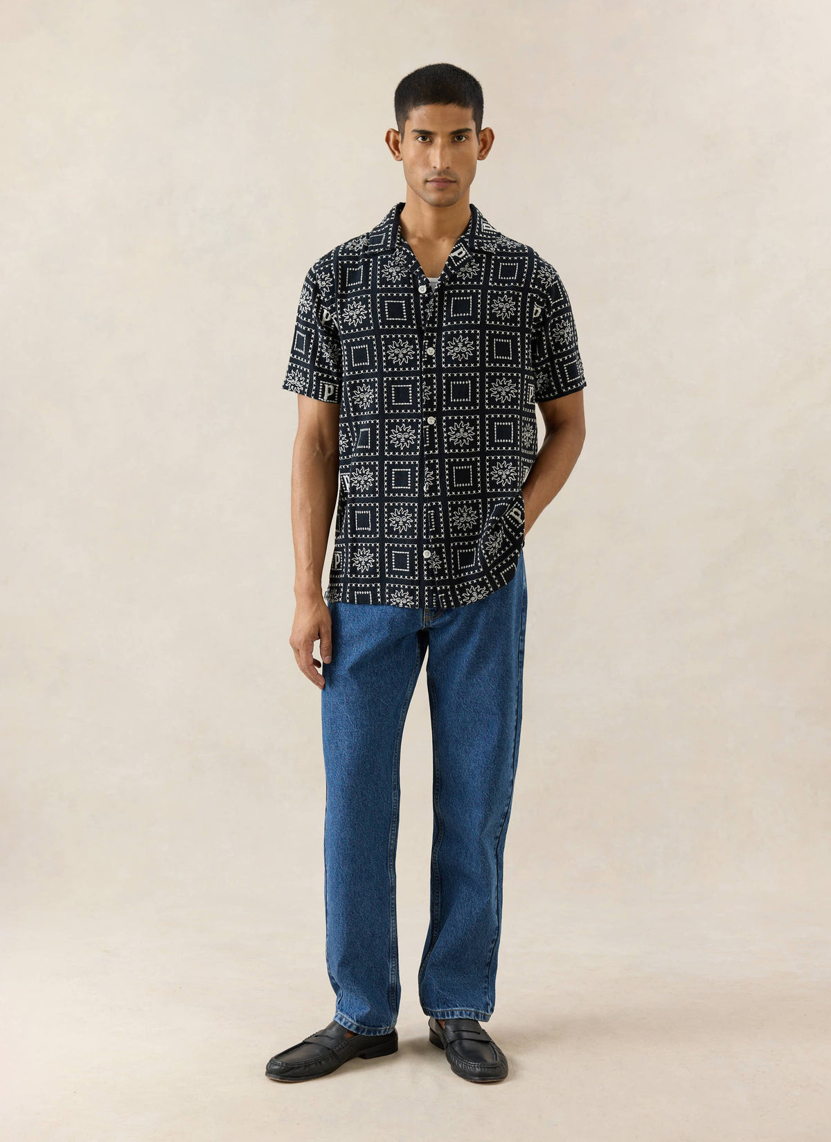Men's Solis Heaton Cuban Shirt - Linen Blend - Black