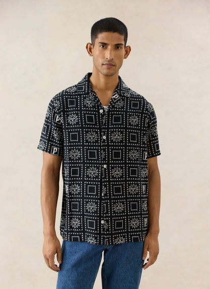 Men's Solis Heaton Cuban Shirt - Linen Blend - Black