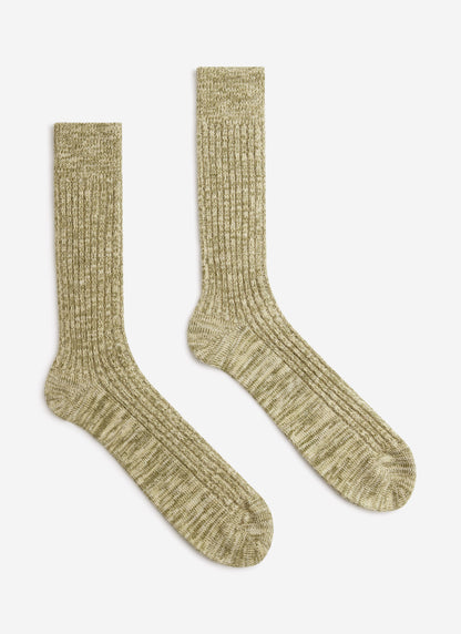 Men's Ribbed Marl Socks - Cotton - Fern Green
