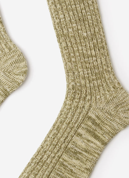 Men's Ribbed Marl Socks - Cotton - Fern Green