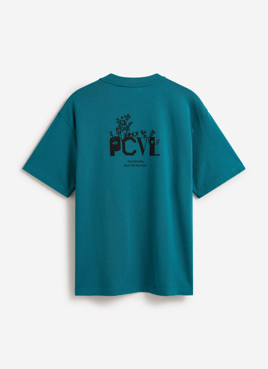 Men's T Shirt - PCVL Aura Boxy Printed - Blue Organic Cotton