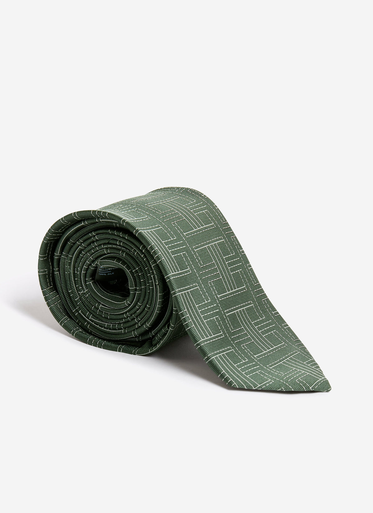 Men's Silk Tie - Sashiko Textured Weave - Forest Green