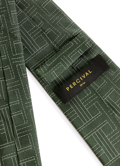 Men's Silk Tie - Sashiko Textured Weave - Forest Green